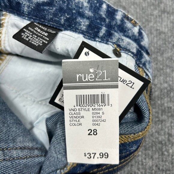 Rue21 Jeans Mens 28X26 Relaxed Cropped Blue Distressed Acid Wash Denim New - Picture 8 of 12